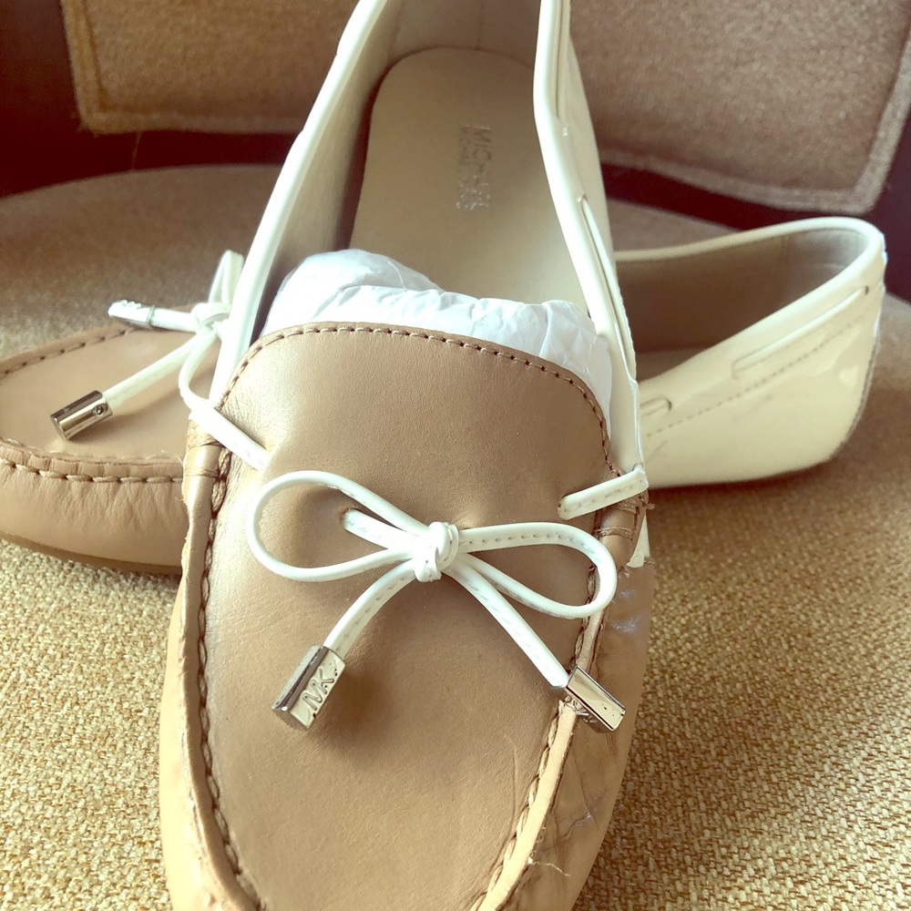 Michael Kors leather and patent leather loafers